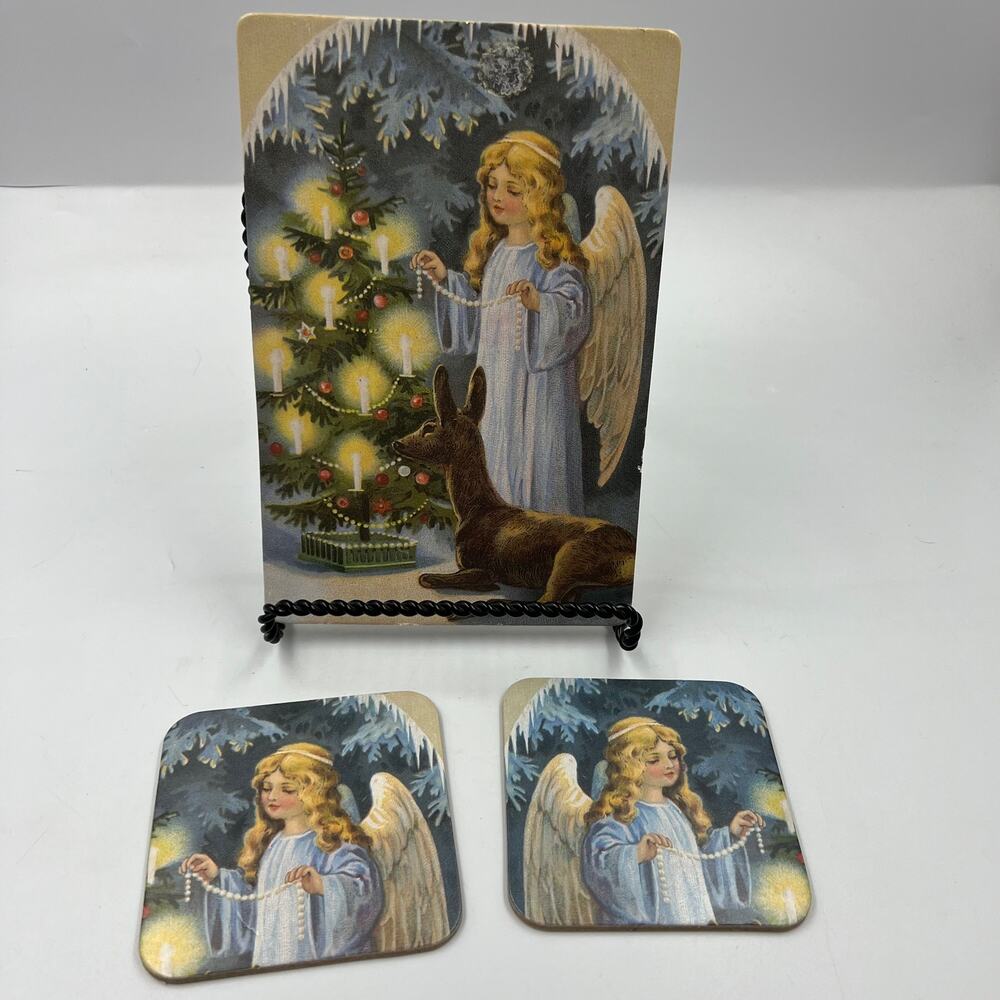 Christmas Angel Thick Decorativeโ Copy Prints Lighted Tree Three Pieces